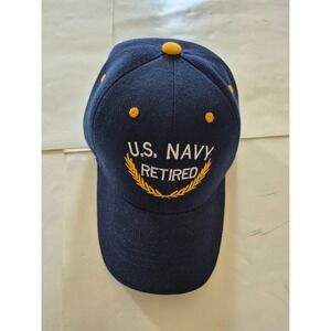 US Navy Retired Baseball Cap Blue US Honor Military Veteran Hat Adjustable
